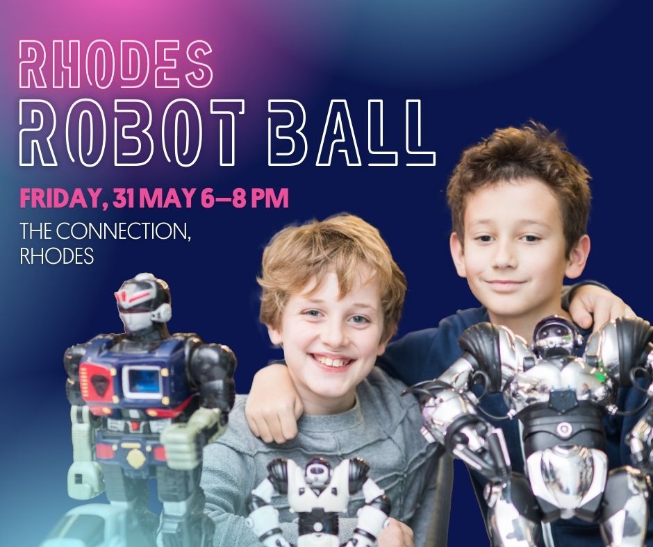 Rhodes Robot Ball 2024, City of Canada Bay Libraries. Flyer Event